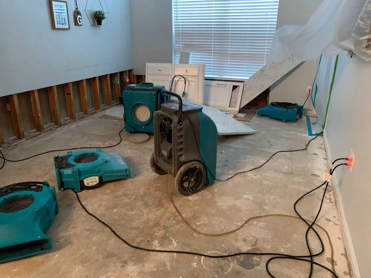 Dehumidifier in flood-cut room for Water Extraction & Removal in Belmont